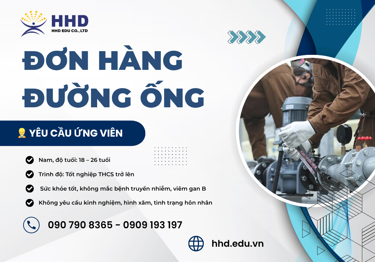 [Tỉnh Shizuoka] Tuyển Dụng 02 Nam Thực Tập Sinh Đơn Hàng Ngành Đường Ống