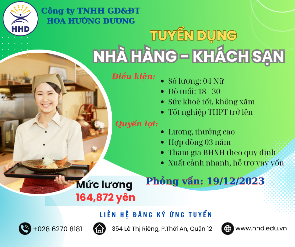 TUYỂN DỤNG NHÀ HÀNH KHÁCH SẠN THÁNG 12/2023