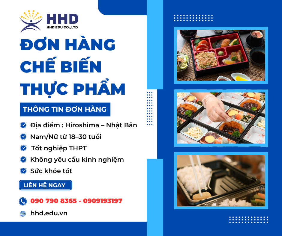 [Tỉnh Hiroshima] Tuyển Dụng 02 Nam - 02 Nữ Thực Tập Sinh Đơn Hàng Thực Phẩm